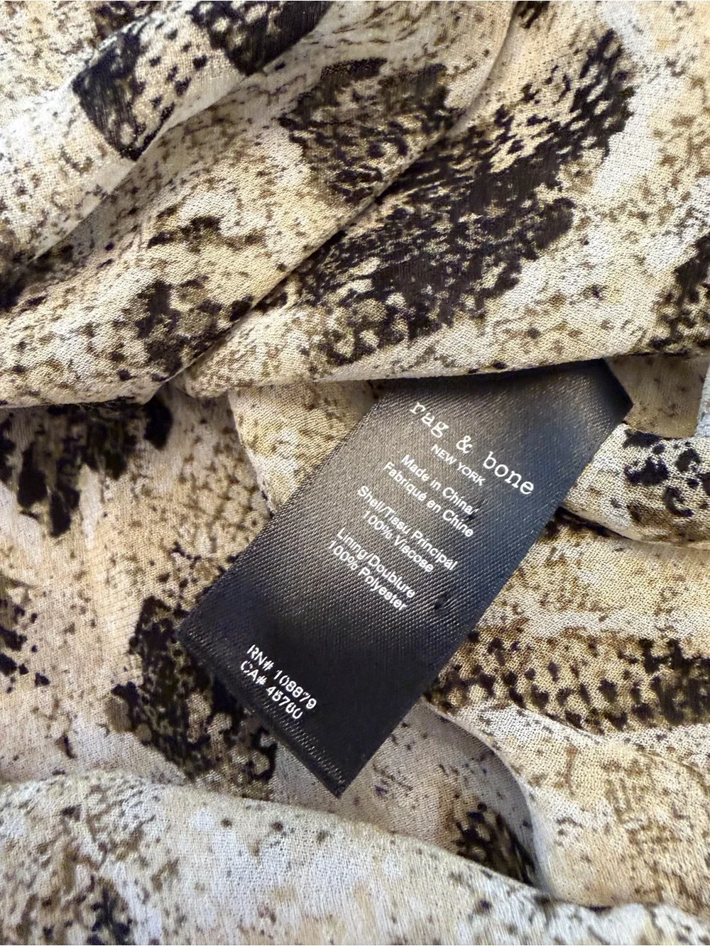 rag & bone Black Yuni Silk Leopard Printed Blouse (127)